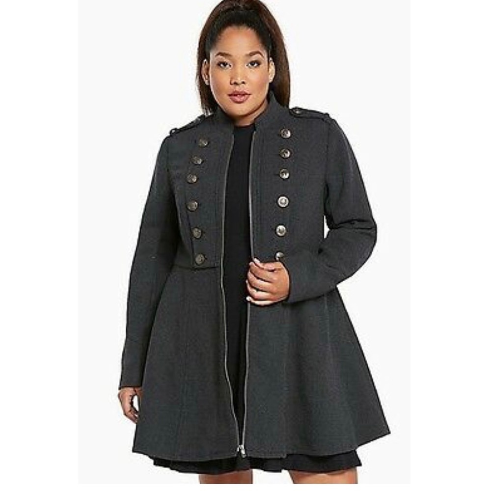 Torrid Long Military Coat - Charcoal Size 3
